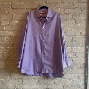 Thomas Pink Purple and White Dress Shirt Classic Fit - Size 17.5, 35.5